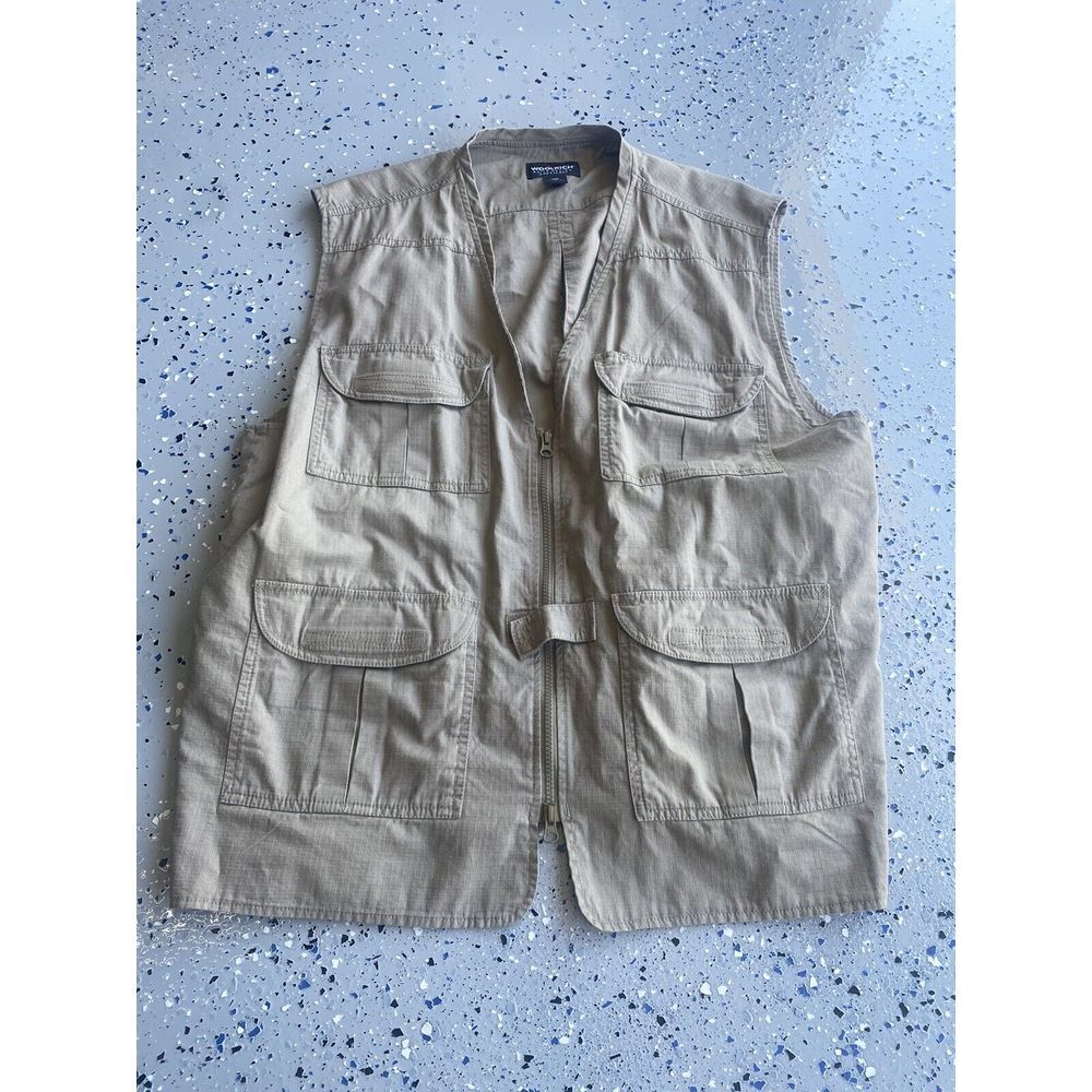 Woolrich Men's XL Elite Series Tactical Khaki Vest Cotton Pockets Hunting